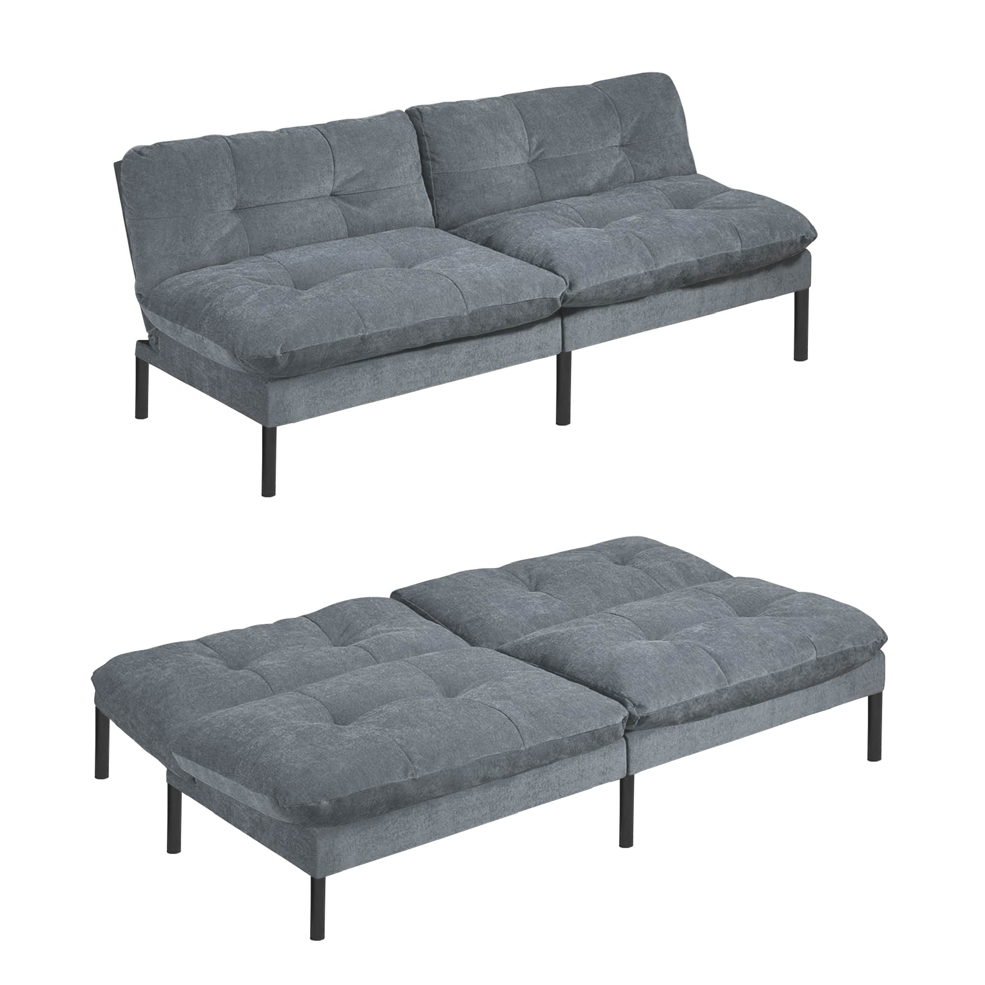 Foto 1 | Magma Life Sofá Cama Color Gris, Estructura De Hierro, Tapizado En Lino Y Relleno De Algodón, Diseño Elegante Y Compa