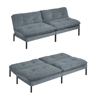 Foto 1 | Magma Life Sofá Cama Color Gris, Estructura De Hierro, Tapizado En Lino Y Relleno De Algodón, Diseño Elegante Y Compa