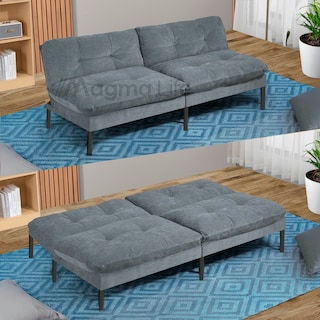 Foto 6 | Magma Life Sofá Cama Color Gris, Estructura De Hierro, Tapizado En Lino Y Relleno De Algodón, Diseño Elegante Y Compa