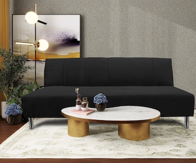 Foto 1 | Sofa Cama Reclinable El Bazar Store Miami Negro Terciopelo, Futon 3 Posiciones, Sala, Love Seat