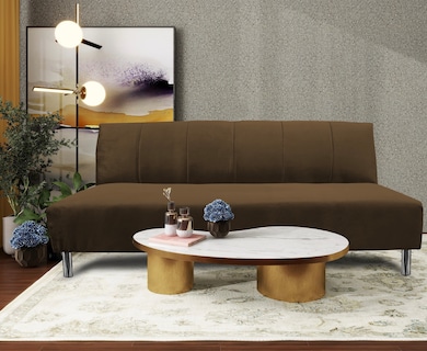 Foto 1 | Sofa Cama Reclinable El Bazar Store Miami Chocolate Terciopelo, Futon 3 Posiciones, Sala