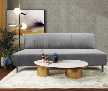 Foto 2 | Sofa Cama Reclinable El Bazar Store Miami Plata Terciopelo, Futon 3 Posiciones, Sala, Love Seat