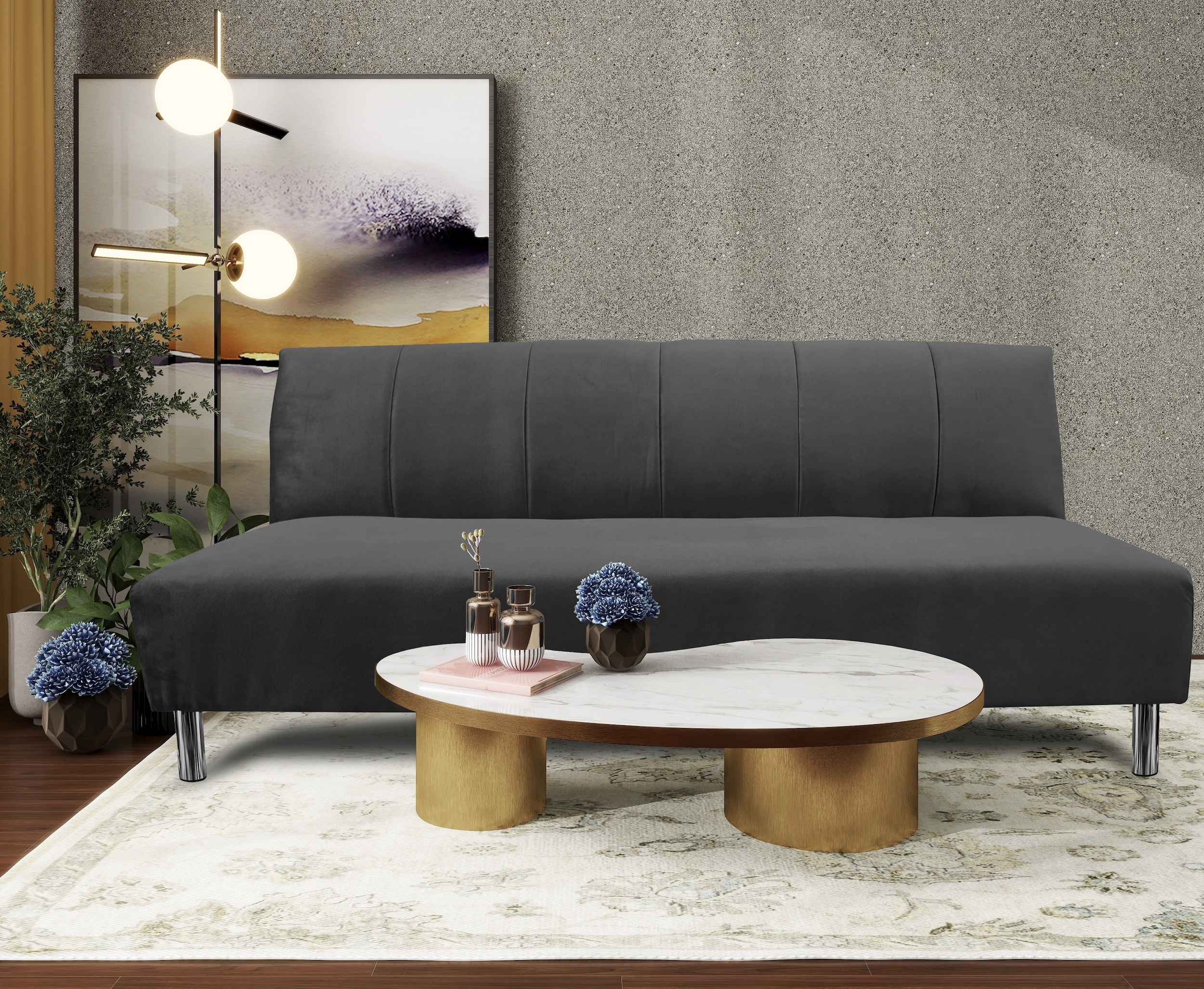 Foto 1 | Sofa Cama Reclinable El Bazar Store Miami Gris Oxford Terciopelo