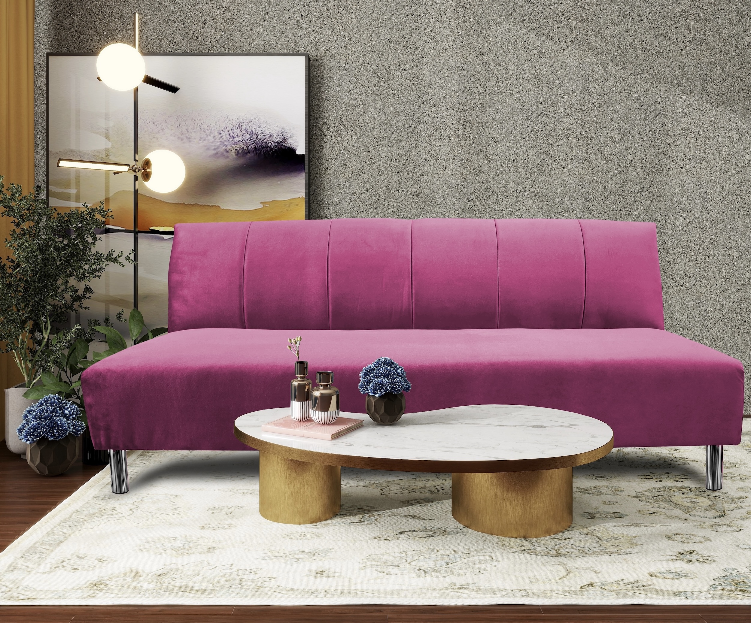 Foto 2 | Sofa Cama Reclinable El Bazar Store Miami Rosa Terciopelo, Futon 3 Posiciones, Sala, Love Seat
