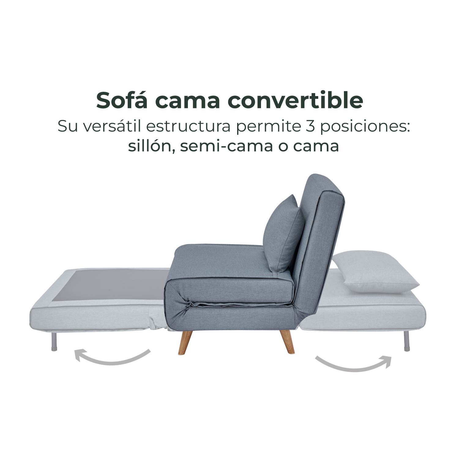 Foto 6 pulgar | Sillón Sofá Cama Individual Relan Velne Plegable Gris
