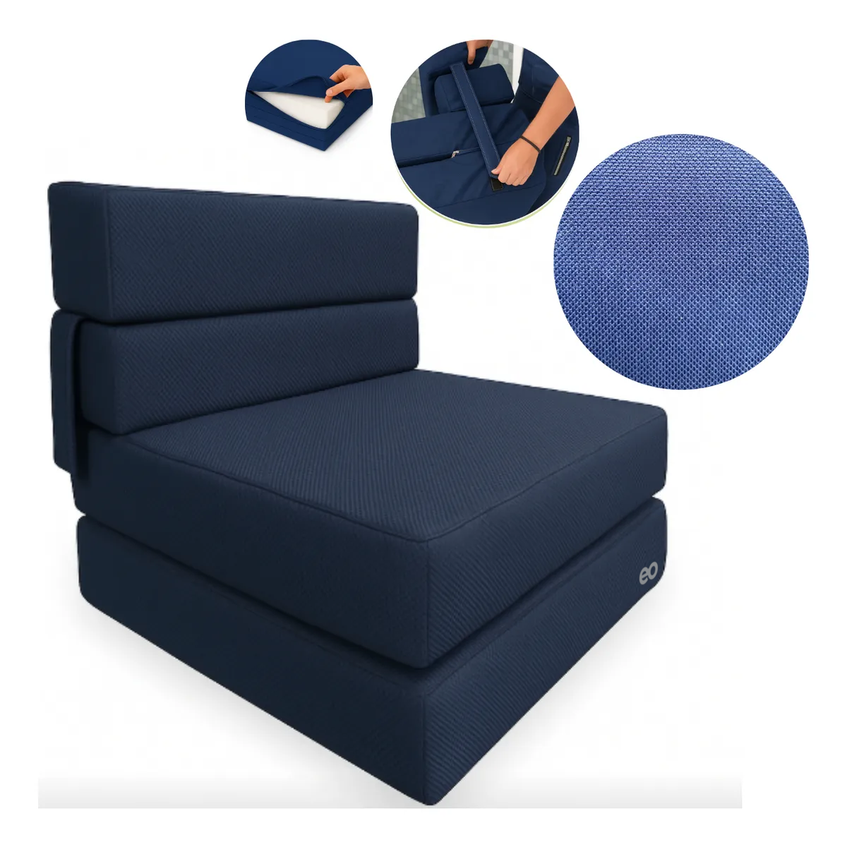 Foto 4 pulgar | Sofá Cama Individual Plegable Eo Safe Imports Esi-20758 Azul
