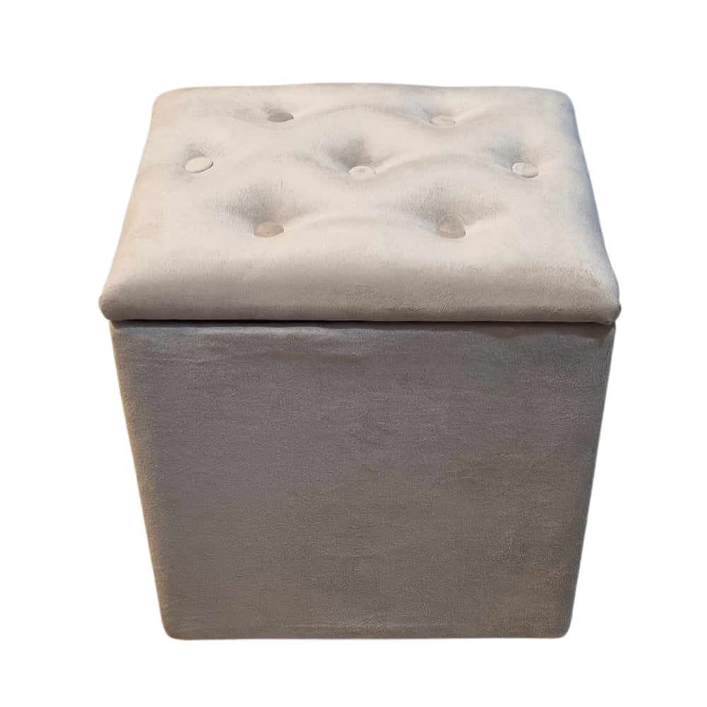 Foto 6 pulgar | Puff Trunk de Felpa Beige Rimar 40x33x50 cm - Venta Internacional