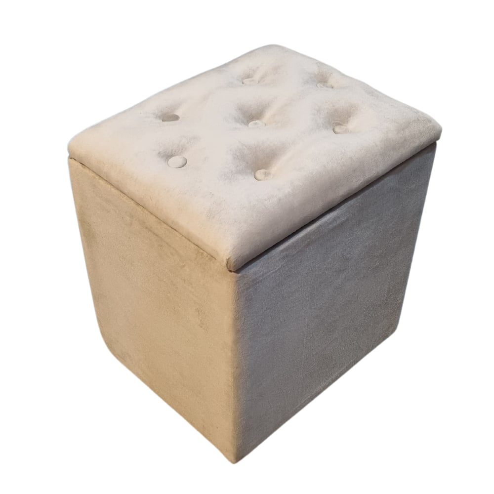 Foto 7 pulgar | Puff Trunk de Felpa Beige Rimar 40x33x50 cm - Venta Internacional