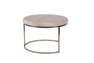 Foto 6 | Set De Taburetes Redondos Tapizados En Terciopelo Beige Con Base De Hierro Y Patas De Metal Galvanizado