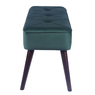 Foto 4 | Taburete Tapizado En Terciopelo Verde Con Patas De Madera De Caucho De Nogal Y Marco De Madera