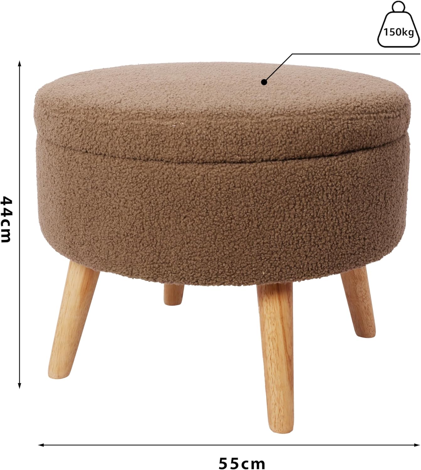 Foto 4 pulgar | Taburete Otomano Mu:4life  Ms503t  Café  De Pata Alta Con Asiento Acolchado, Baúl De Almacenaje Y Tapa De Mdf