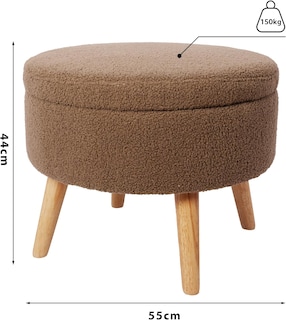 Foto 3 | Taburete Otomano Mu:4life Ms503t Café De Pata Alta Con Asiento Acolchado, Baúl De Almacenaje Y Tapa De Mdf