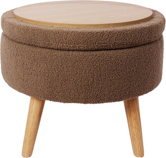 Foto 5 | Taburete Otomano Mu:4life Ms503t Café De Pata Alta Con Asiento Acolchado, Baúl De Almacenaje Y Tapa De Mdf