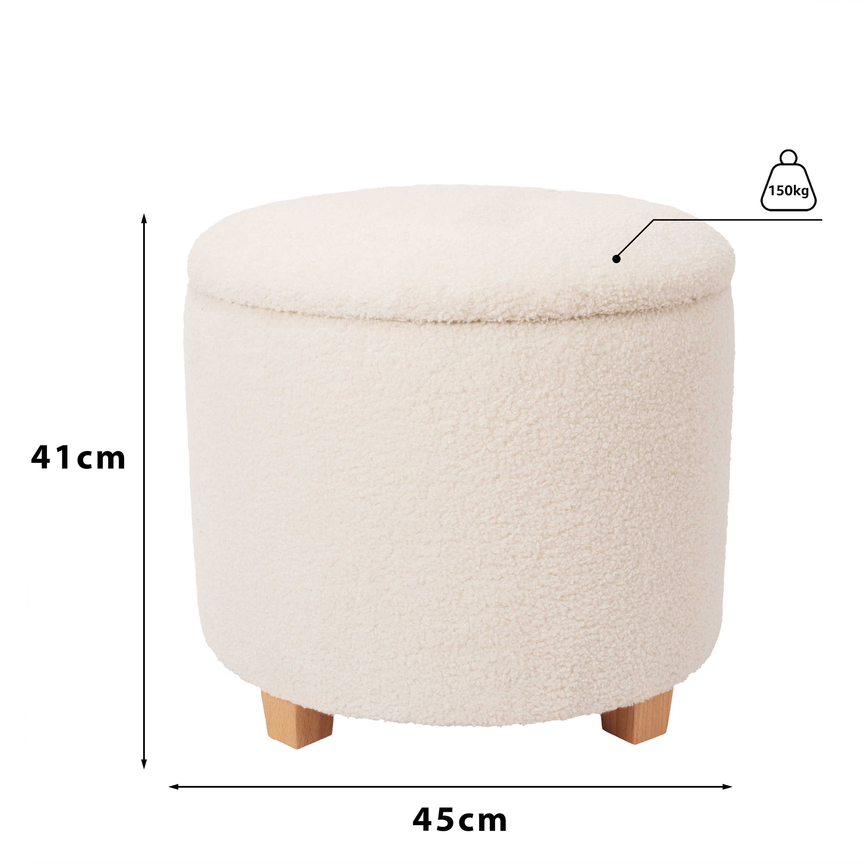 Foto 3 | Taburete Otomano  Mu:4life  Ms501t  Blanco  Con Asiento Acolchado, Baúl De Almacenaje Y Tapa De Mdf