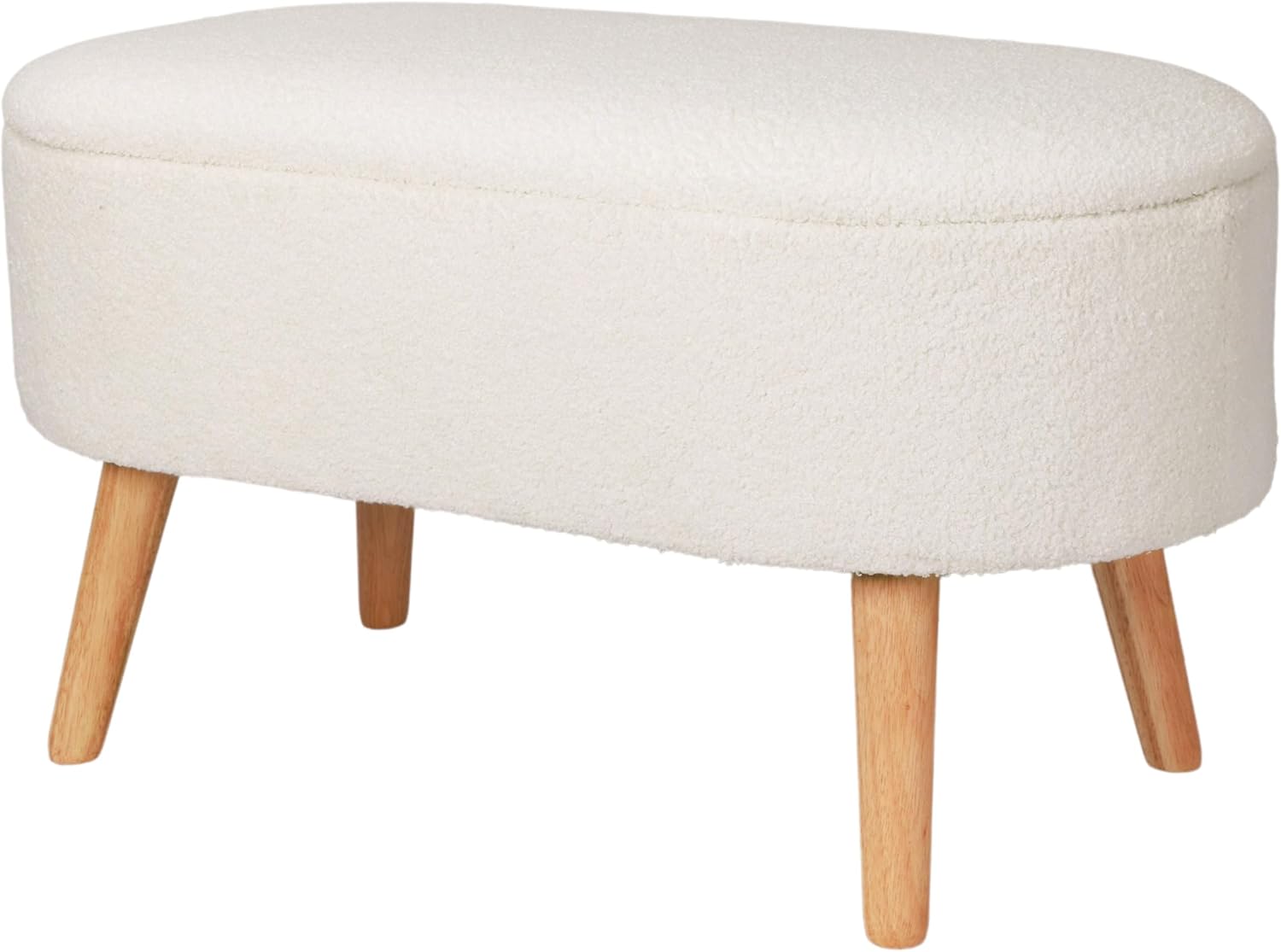 Taburete Otomano  Mu:4life  502  Blanco   Con Asiento Acolchado, Patas Resistentes Y Baúl De Gran Capacidad