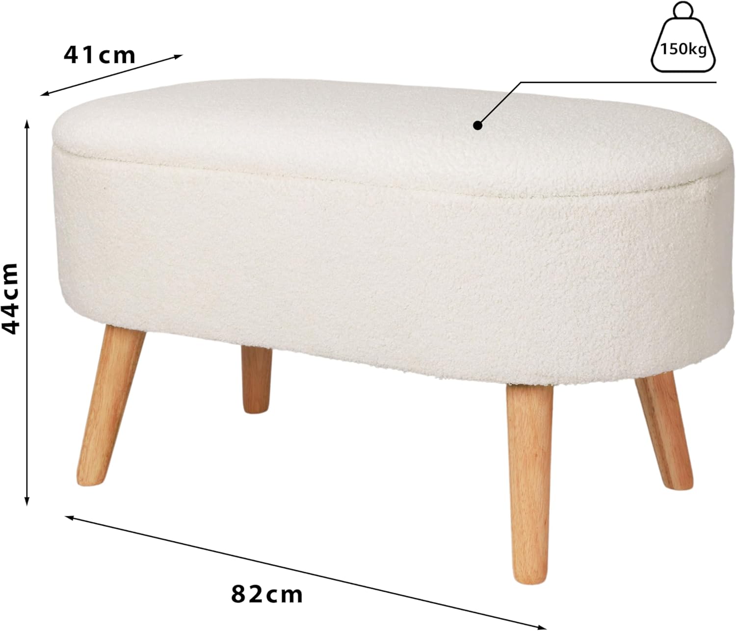 Foto 4 | Taburete Otomano  Mu:4life  502  Blanco   Con Asiento Acolchado, Patas Resistentes Y Baúl De Gran Capacidad