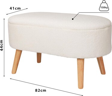Foto 4 | Taburete Otomano Mu:4life 502 Blanco Con Asiento Acolchado, Patas Resistentes Y Baúl De Gran Capacidad