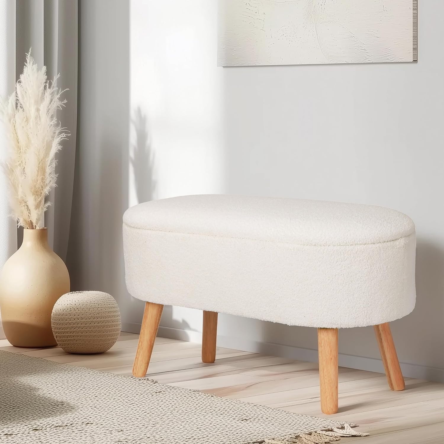 Foto 6 | Taburete Otomano  Mu:4life  502  Blanco   Con Asiento Acolchado, Patas Resistentes Y Baúl De Gran Capacidad