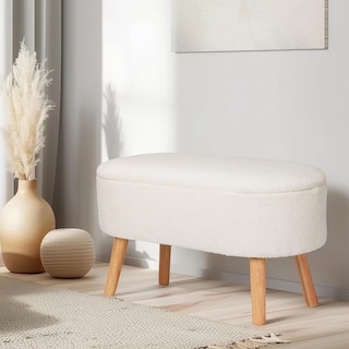 Foto 6 | Taburete Otomano Mu:4life 502 Blanco Con Asiento Acolchado, Patas Resistentes Y Baúl De Gran Capacidad