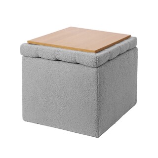 Foto 2 | Taburete Otomano Rectangular Mu:4life Gris con Asiento Acolchado Baúl de Almacenaje y Tapa De Mdf