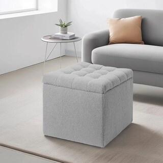 Foto 5 | Taburete Otomano Rectangular Mu:4life Gris con Asiento Acolchado Baúl de Almacenaje y Tapa De Mdf