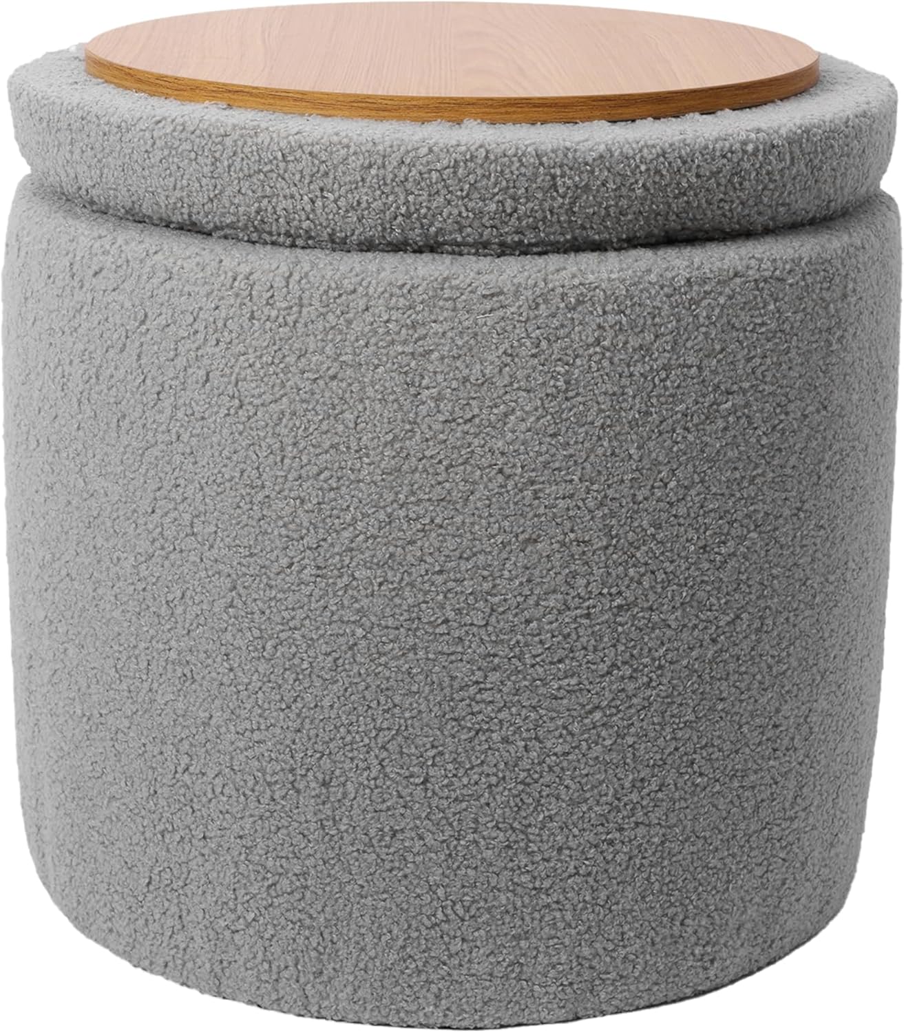 Foto 2 | Taburete Otomano Redondo Mu:4life Gris con Asiento Acolchado Baúl de Almacenaje y Tapa de Mdf