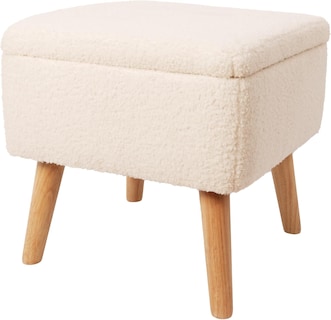 Foto 1 | Taburete Otomano Redondo Mu:4life Blanco con Asiento Acolchado Baúl de Almacenaje y Tapa de Mdf