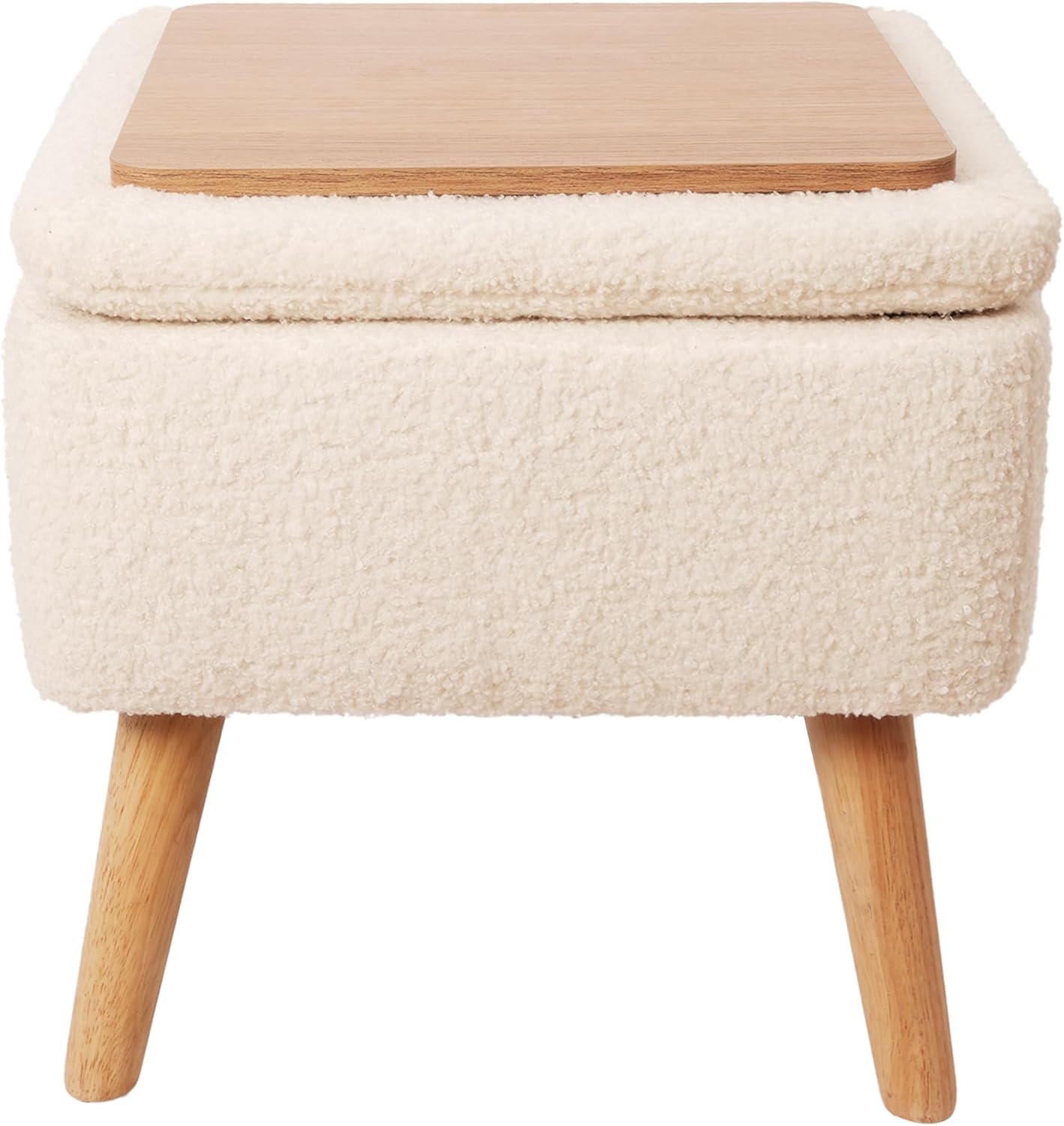 Foto 2 | Taburete Otomano Redondo Mu:4life Blanco con Asiento Acolchado Baúl de Almacenaje y Tapa de Mdf