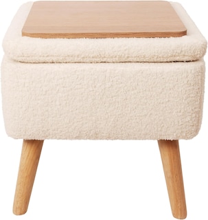 Foto 2 | Taburete Otomano Redondo Mu:4life Blanco con Asiento Acolchado Baúl de Almacenaje y Tapa de Mdf