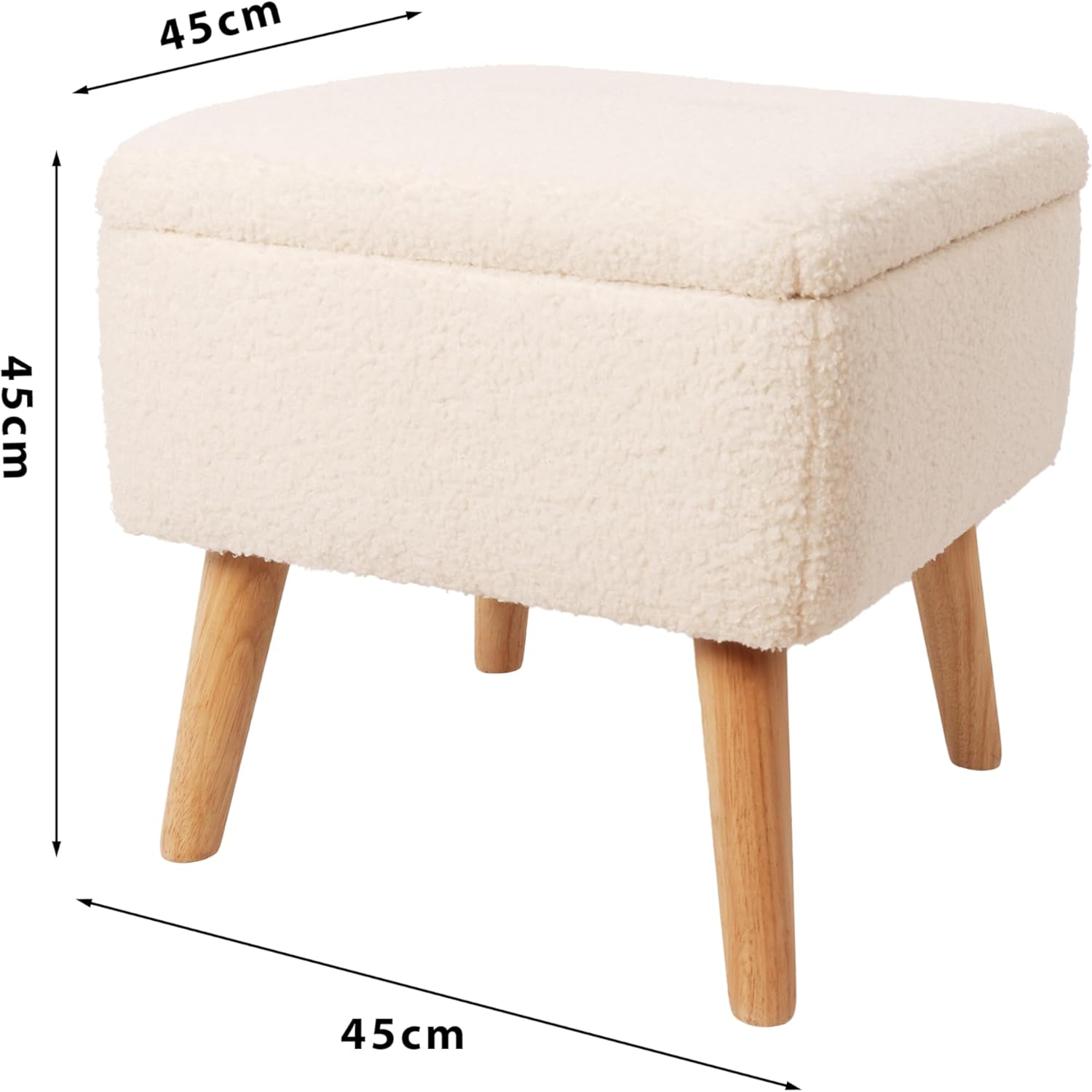 Foto 3 | Taburete Otomano Redondo Mu:4life Blanco con Asiento Acolchado Baúl de Almacenaje y Tapa de Mdf