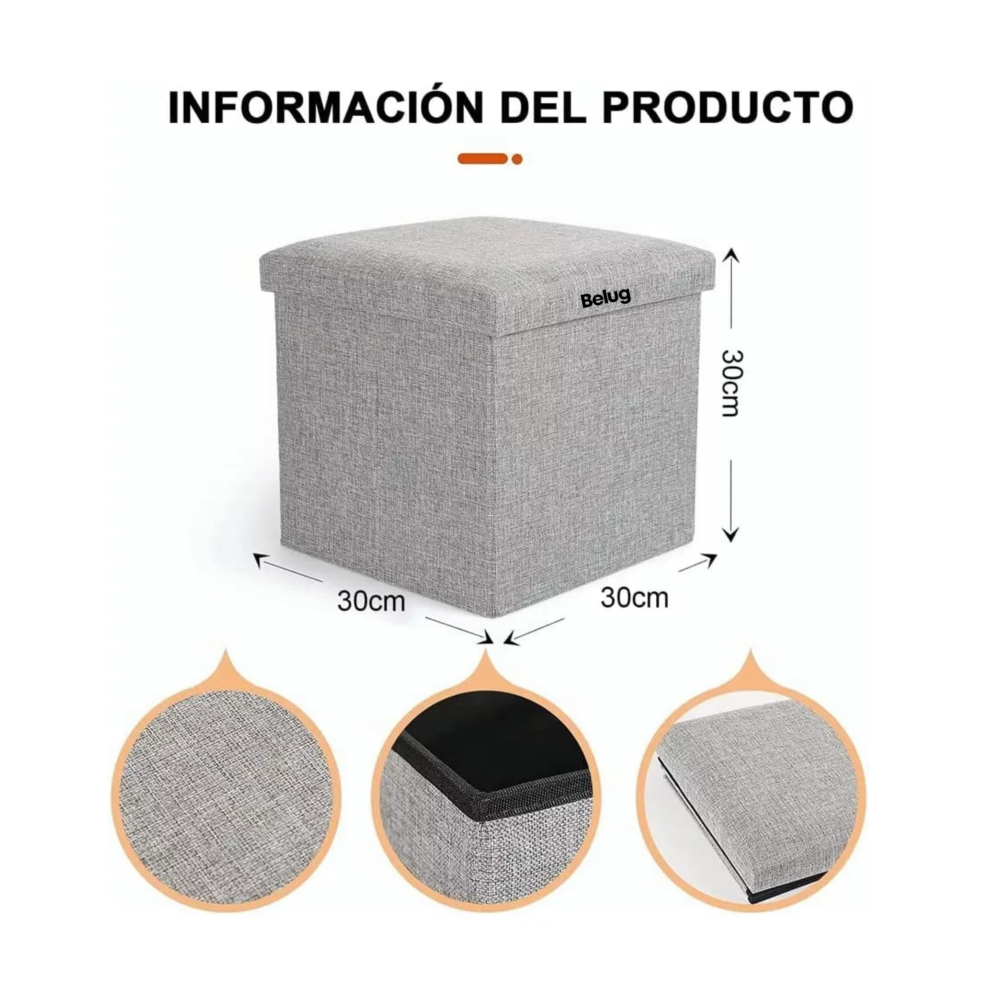 Foto 5 pulgar | Taburete  Belug Cubo Organizador Plegable Con Cajón Almacenador Gris