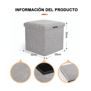 Foto 4 | Taburete Belug Cubo Organizador Plegable Con Cajón Almacenador Gris