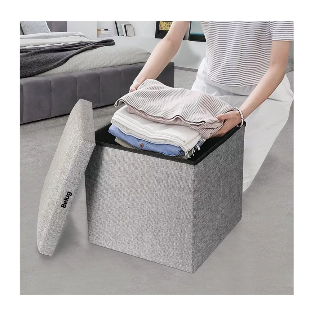 Foto 6 pulgar | Taburete  Belug Cubo Organizador Plegable Con Cajón Almacenador Gris