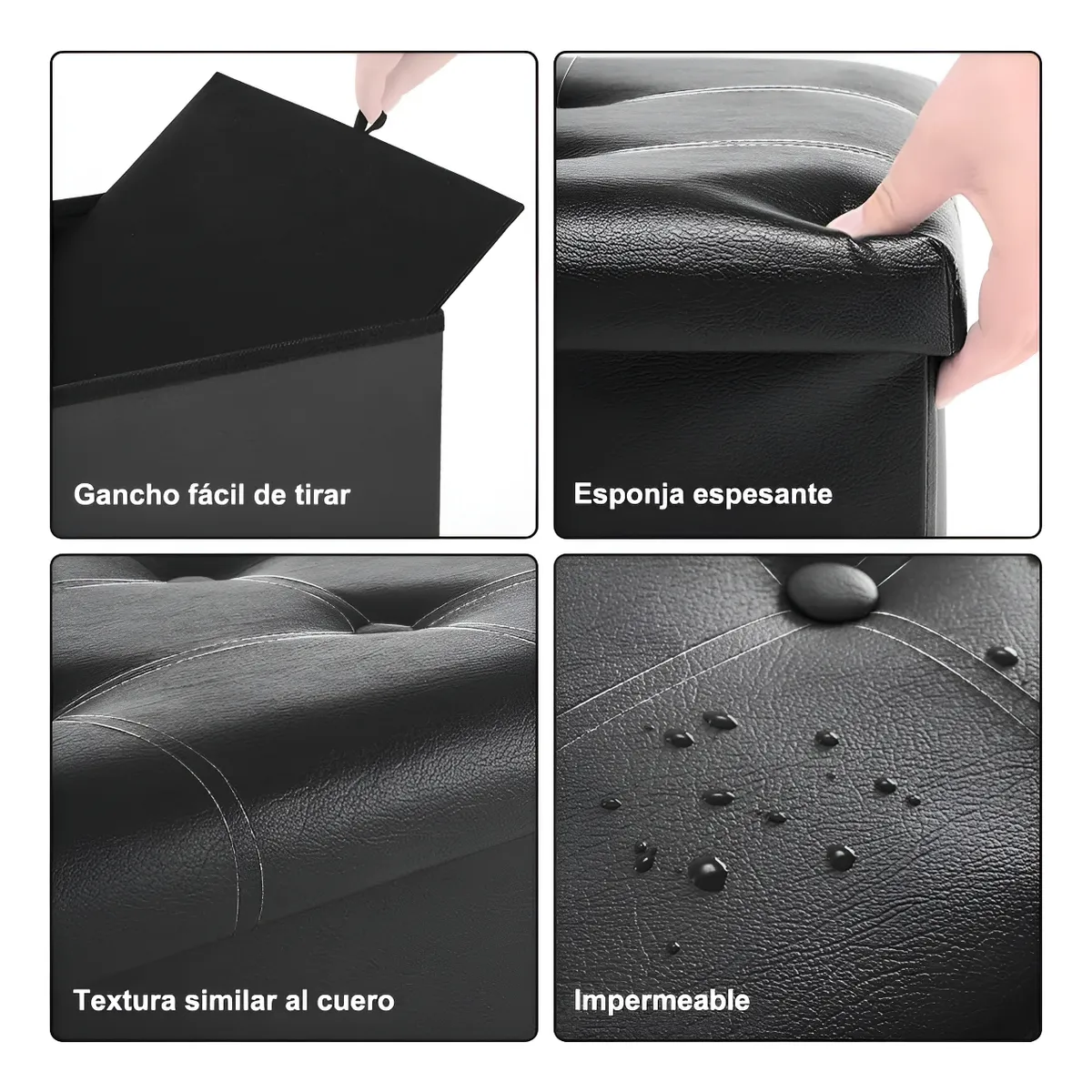 Foto 2 | Taburete Almacenamiento Cuero Plegable 110 L 3in1 Lab.g Negro