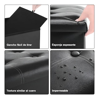 Foto 2 | Taburete Almacenamiento Cuero Plegable 110 L 3in1 Lab.g Negro