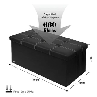 Foto 3 | Taburete Almacenamiento Cuero Plegable 110 L 3in1 Lab.g Negro