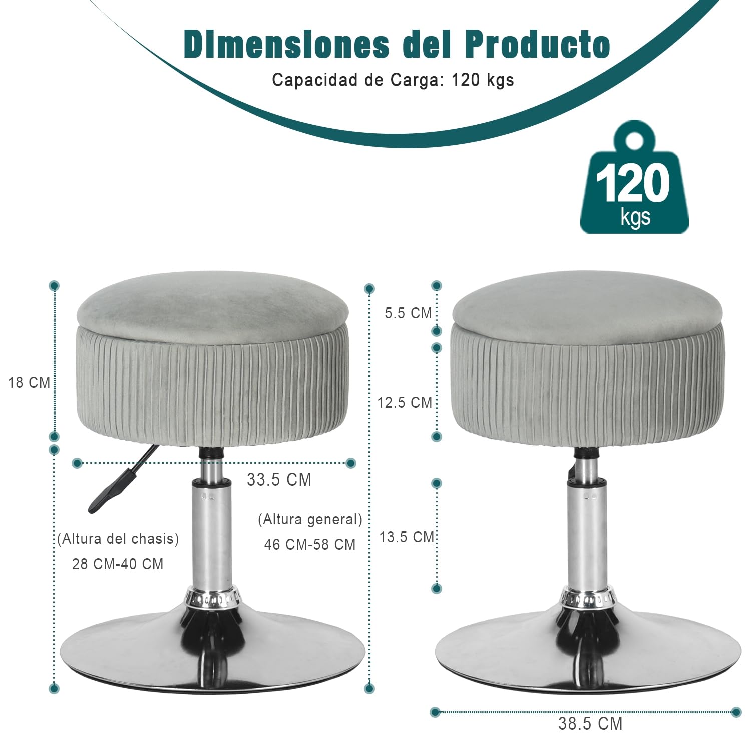 Foto 4 pulgar | Taburete Furniturer Theehe Gris