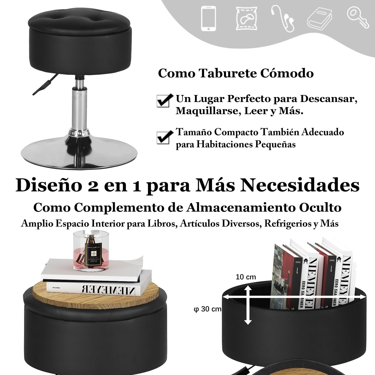 Foto 5 | Taburete Furniturer Theehe Negro