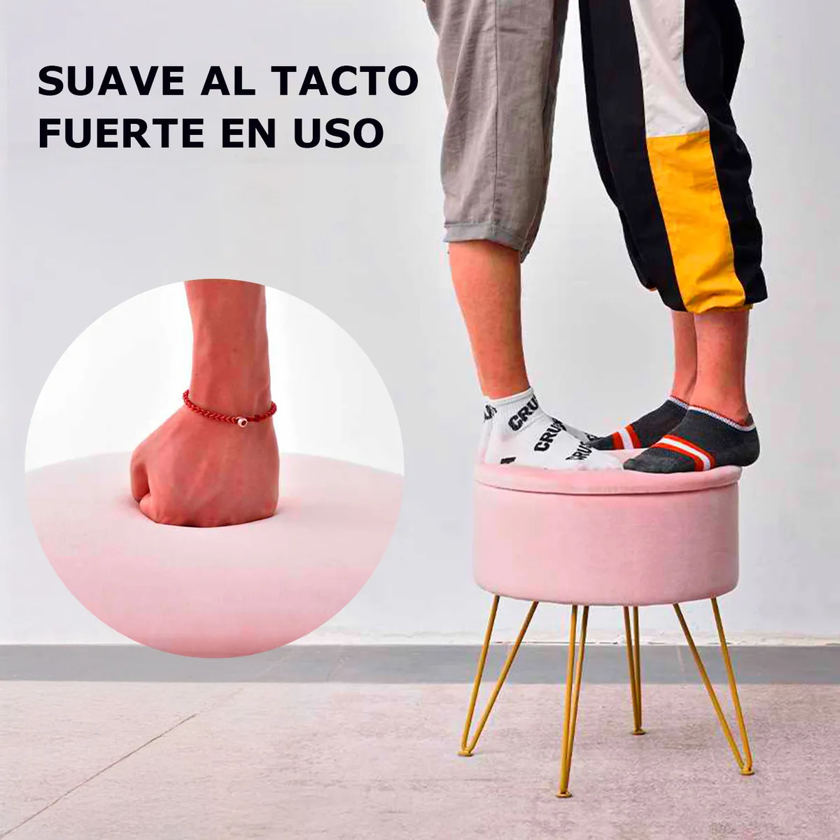 Foto 3 pulgar | Taburete Tocador Tipo Puf Para Almacenar  Eo Safe Imports Esi-20753rosa