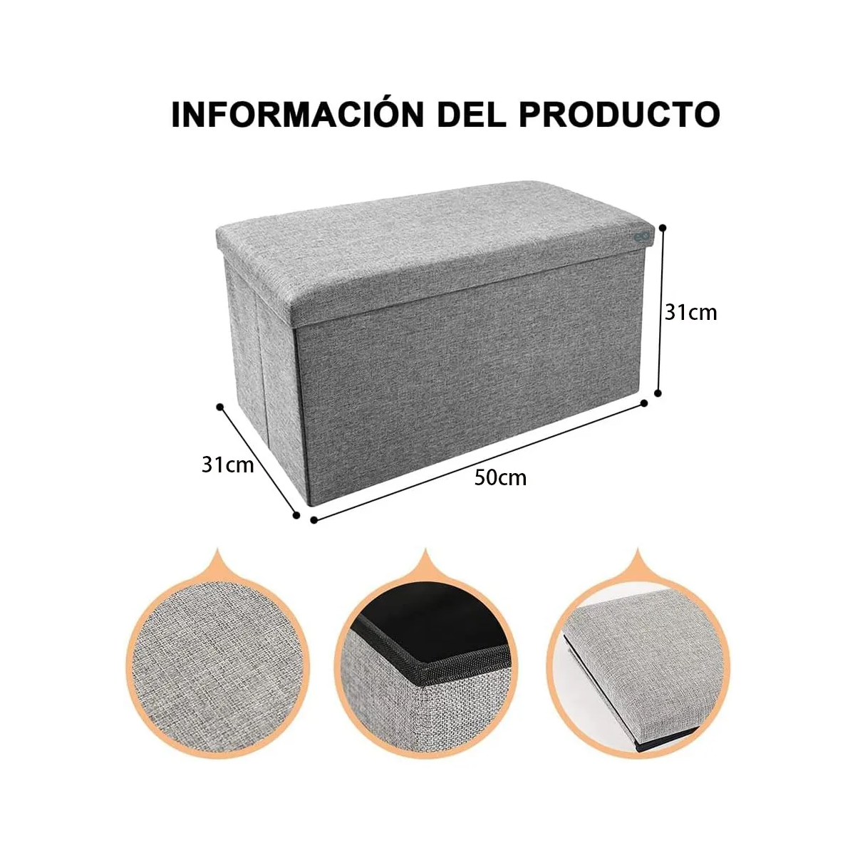 Foto 3 pulgar | Banco de Almacenamiento Plegable Eo Safe Imports Esi-20752  Gris