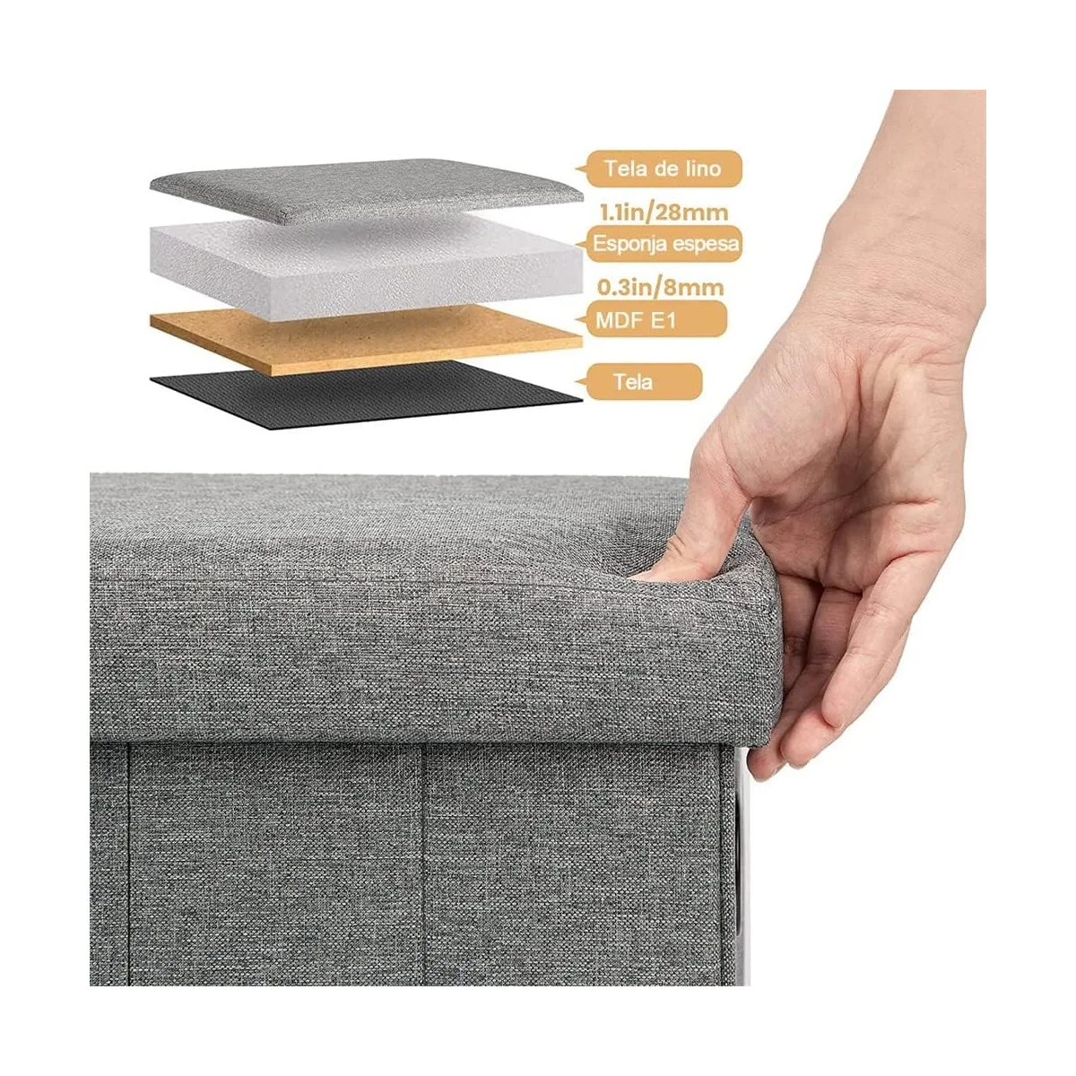 Foto 4 pulgar | Banco de Almacenamiento Plegable Eo Safe Imports Esi-20752  Gris