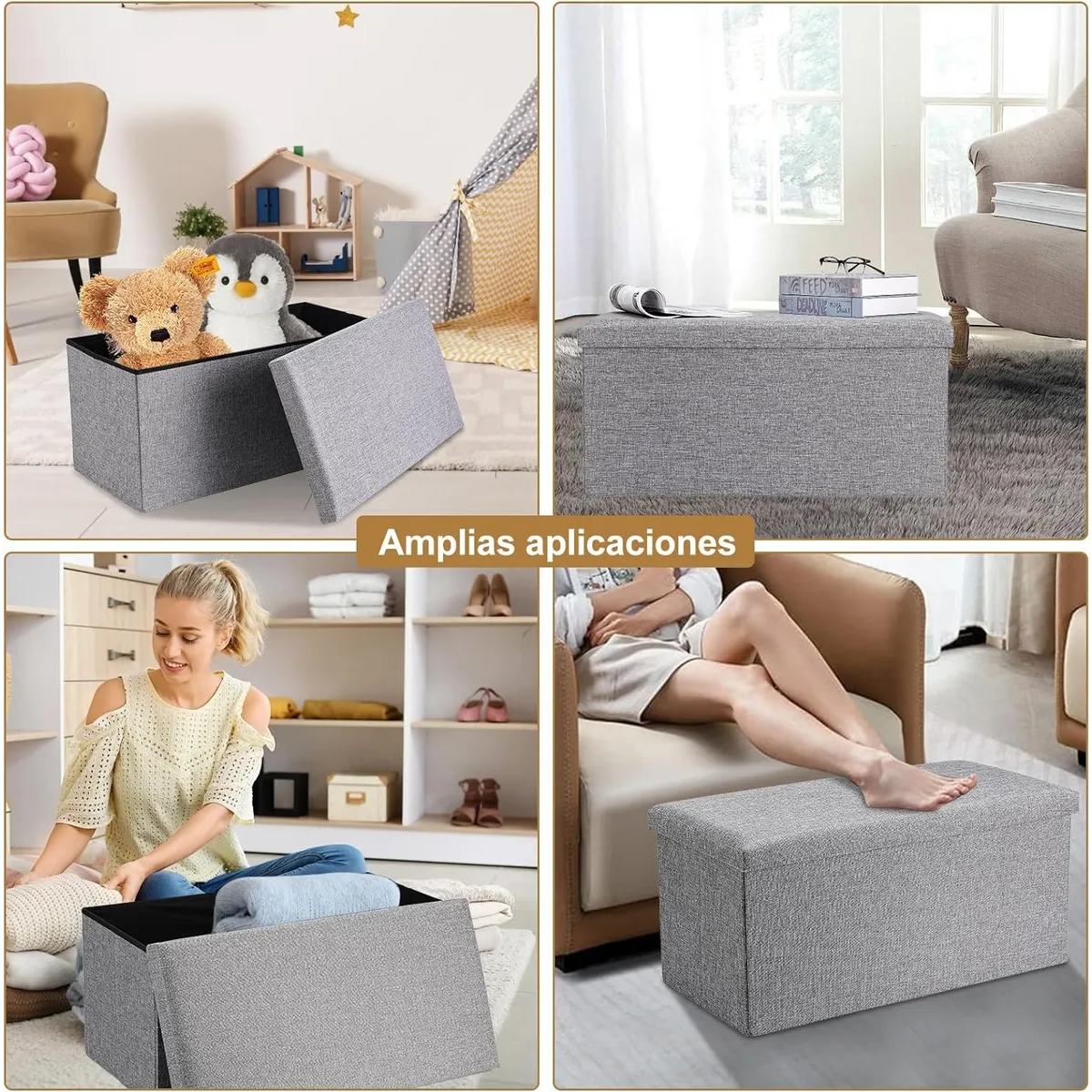 Foto 5 pulgar | Banco de Almacenamiento Plegable Eo Safe Imports Esi-20752  Gris
