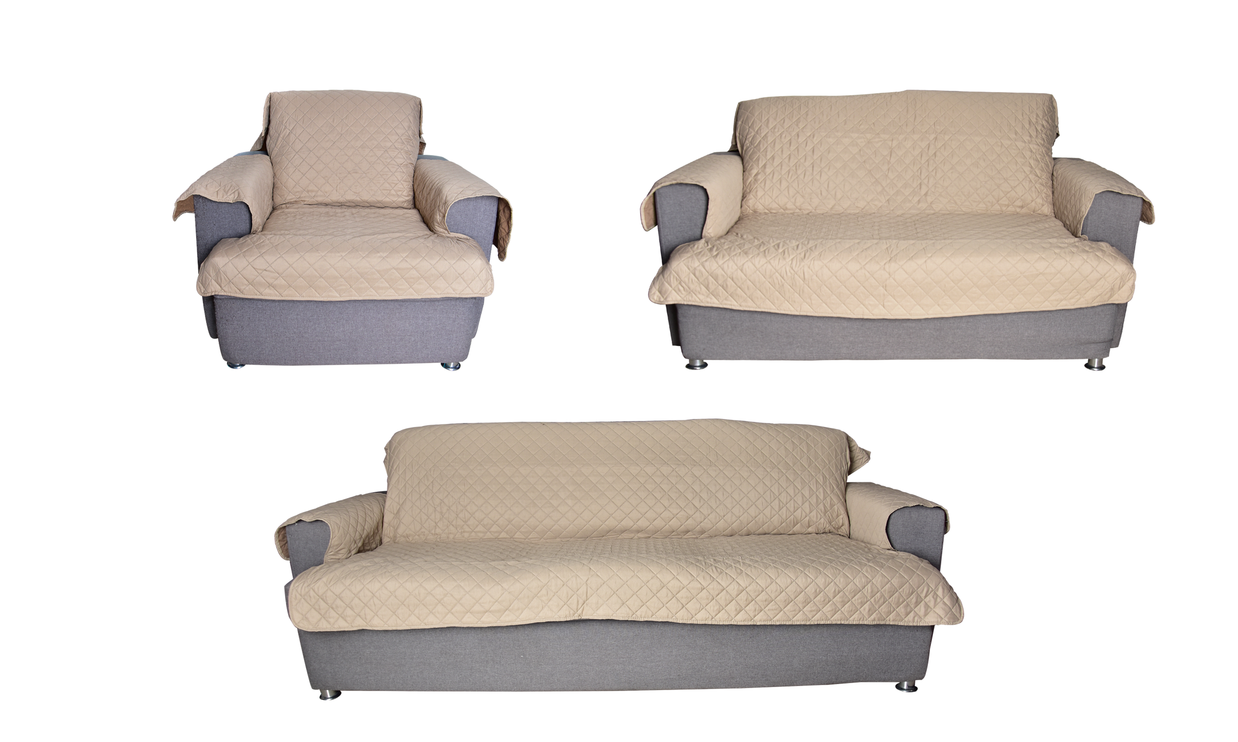 Cubresalas Doble Vista Dormireal color Beige 3 Piezas