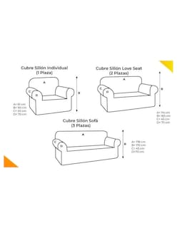 Foto 5 | Kit cubre Sofá Homehacks Doble Vista color Anaranjado 3 Piezas
