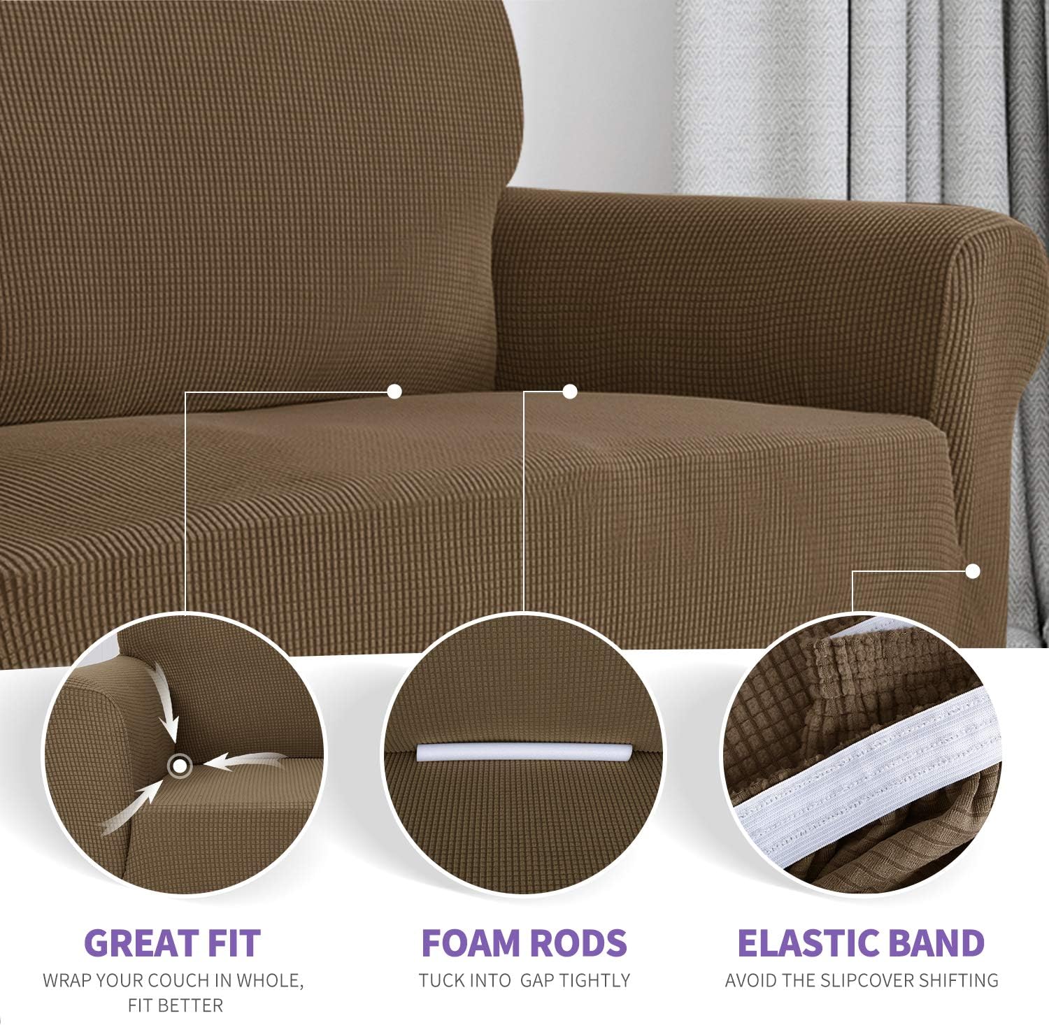Foto 4 pulgar | Protector Cubre Salas Stretch B.kind & Beyond Café 3 Piezas