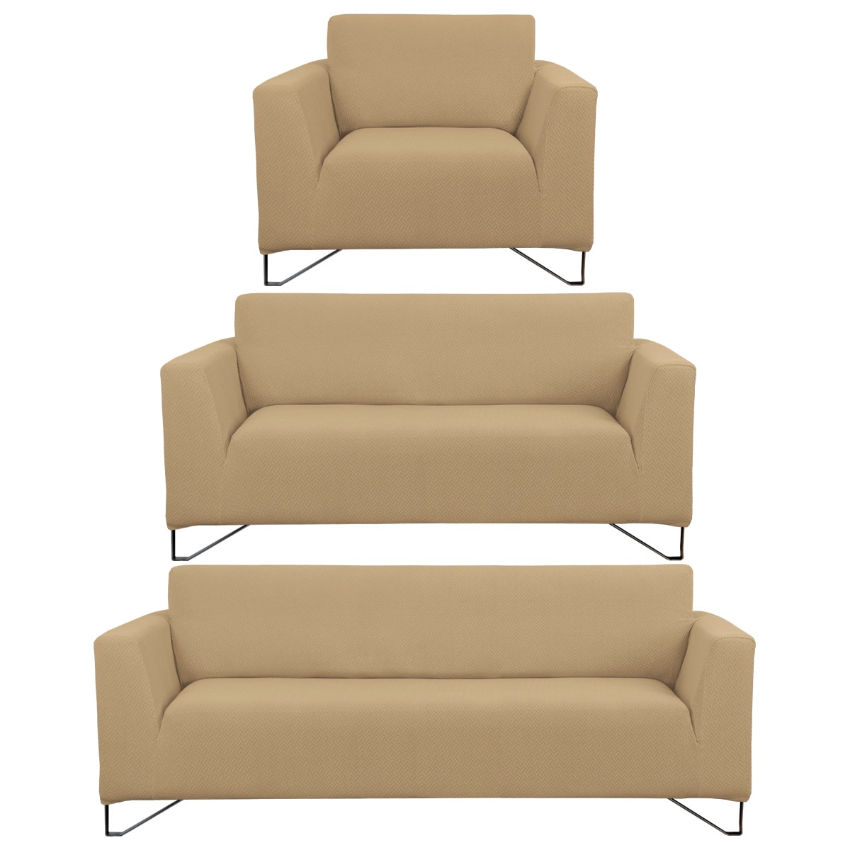Juego Protector Cubre Salas Real Textil Elástico Ocre Ajustable 3 Piezas $1,199