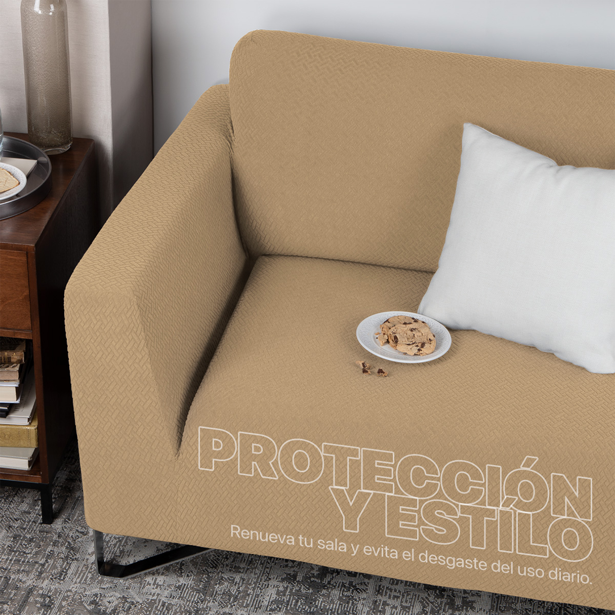 Foto 7 pulgar | Juego Protector Cubre Salas Real Textil Elástico Ocre Ajustable 3 Piezas