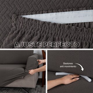Foto 5 | Juego Protector Cubre Salas Real Textil Elástico Gris Oxford Oscuro Ajustable 3 Piezas