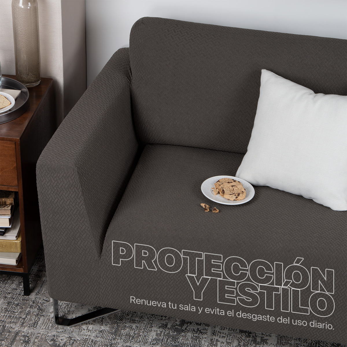 Foto 7 pulgar | Juego Protector Cubre Salas Real Textil Elástico Gris Oxford Oscuro Ajustable 3 Piezas