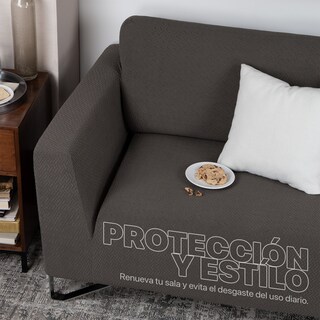 Foto 6 | Juego Protector Cubre Salas Real Textil Elástico Gris Oxford Oscuro Ajustable 3 Piezas